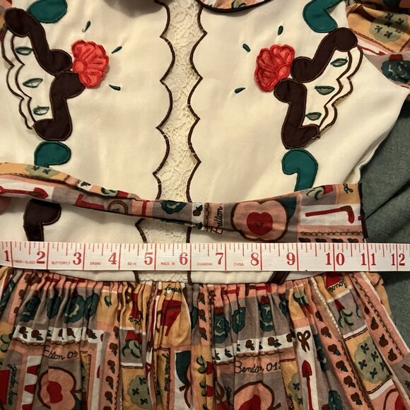 Vintage Homemade Girls Dress Puff Sleeve Novelty Country Cottagecore Collared - Picture 7 of 8